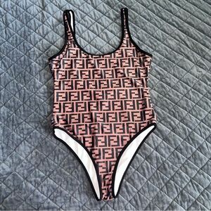 Fendi one piece swimsuit medium brown black B12